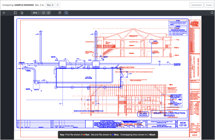 Compare drawing revisions in ProjectTeam.com