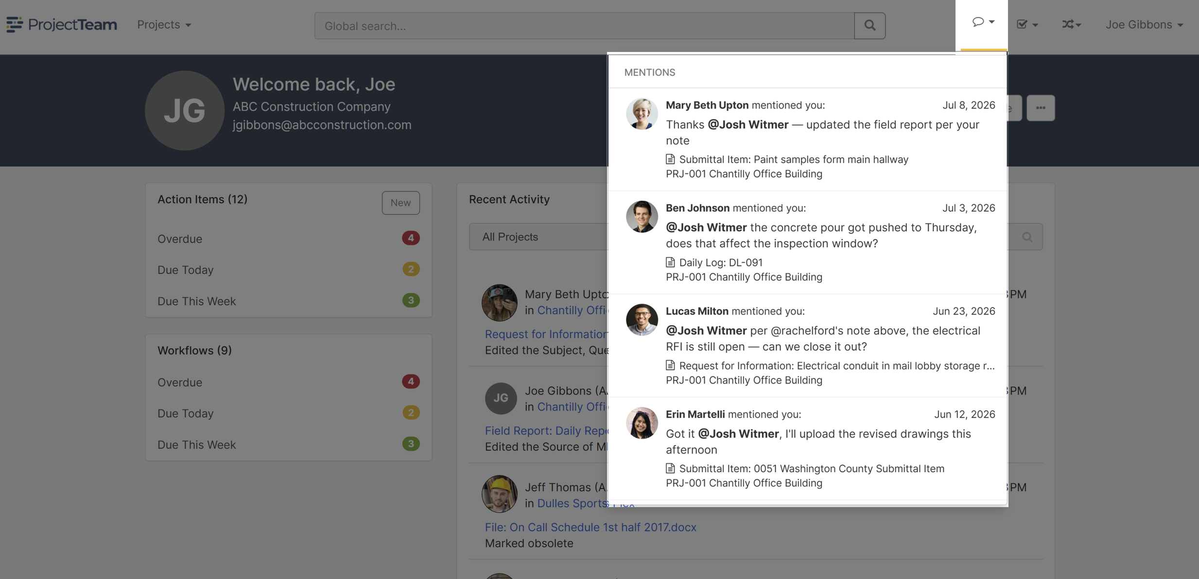 Mention comment tracker