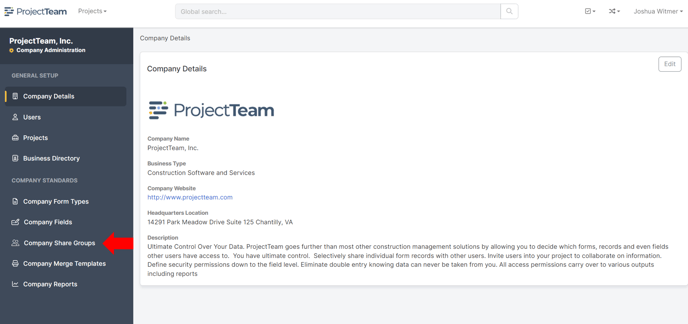 ProjectTeam Company Share Groups Management
